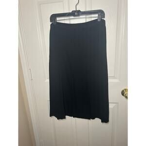 Ming Wang Black Pleated A-Line Skirt